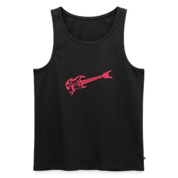 Gitarre Rot Logo - Männer Premium Bio Tank Top - Schwarz - Vorne - AI Model Male 178 light (178cm)