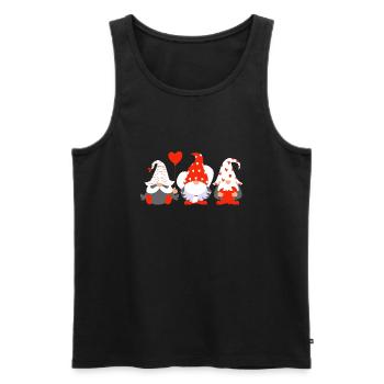 Funny Gnome Hanging a Red Heart Valentine Day 2024 - Débardeur bio Premium Homme - noir - Devant - AI Model Male 178 light (178cm)
