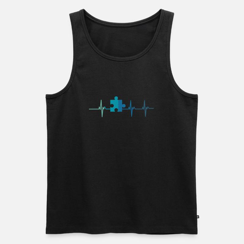 Herzschlag-Autismus-Rätsel - Männer Premium Bio Tank Top - Schwarz