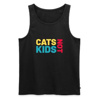 Les chats, pas les enfants, le chat qui dit - Débardeur bio Premium Homme - noir - Devant - AI Model Male 178 light (178cm)
