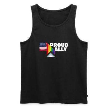 Proud Ally and Proud Patriot USA Flag LGBT Gay - Men's Premium Organic Tank Top - black - Front - Michal (187cm)