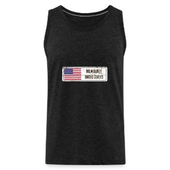 Milwaukee Flagge der Vereinigten Staaten - Männer Premium Bio Tank Top - Anthrazit - Vorne - Alexander (188cm)