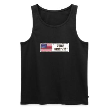 Seattle, Vereinigte Staaten - Männer Premium Bio Tank Top - Schwarz - Vorne - AI Model Male 178 light (178cm)
