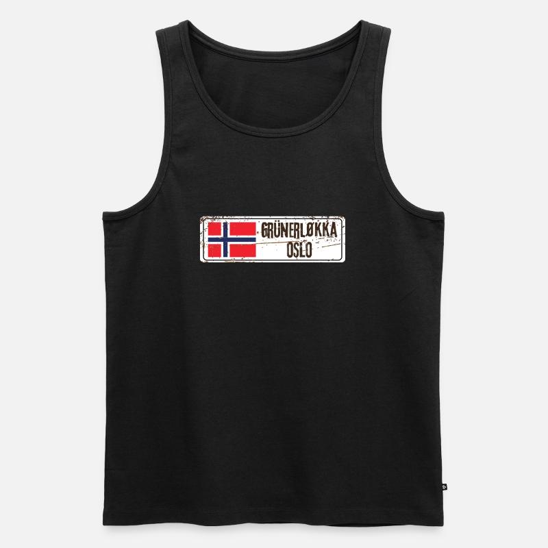 Grunerlokka Oslo - Männer Premium Bio Tank Top - Schwarz