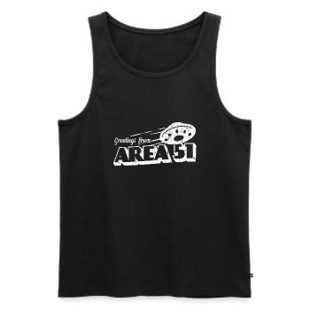 Greetings From Area 51 Vintage Funny Alien Gift - Men's Premium Organic Tank Top - black - Front - Michal (187cm)
