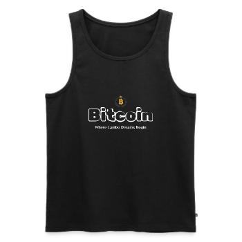 Bitcoin Merch You’ll Love - Crypto Clothing - Men's Premium Organic Tank Top - black - Front - AI Model Male 178 light (178cm)