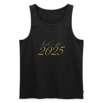 Let's go 2025 - Débardeur bio Premium Homme - noir - Devant - AI Model Male 178 light (178cm)