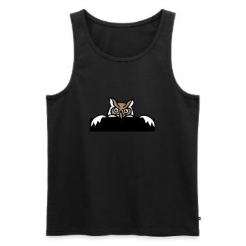 Eule versteckt sich hinter Mauer Zaun Wand Schild - Männer Premium Bio Tank Top - Schwarz - Vorne - AI Model Male 178 light (178cm)