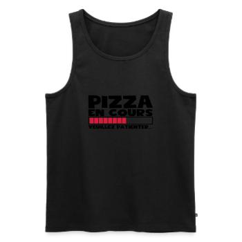 PIZZA EN COURS - Débardeur bio Premium Homme - noir - Devant - Michal (187cm)