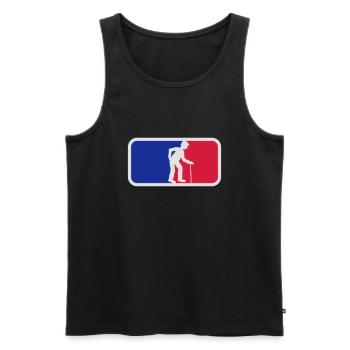 red blue sport logo stock hat go back grandpa gr - Men's Premium Organic Tank Top - black - Front - Michal (187cm)