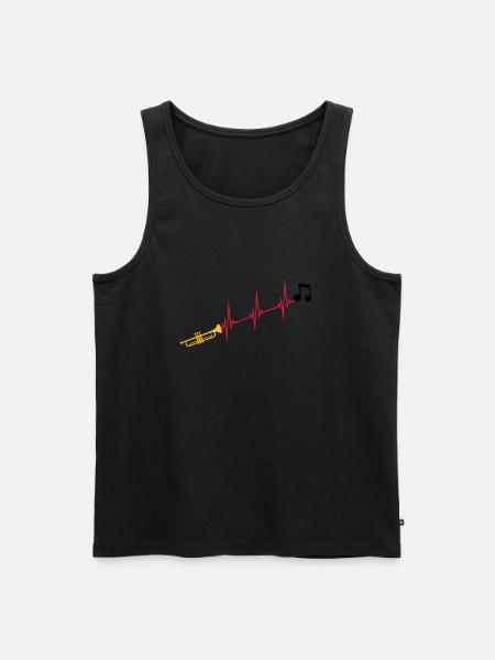Musical note heartbeat trumpet - Men's Premium Organic Tank Top - black