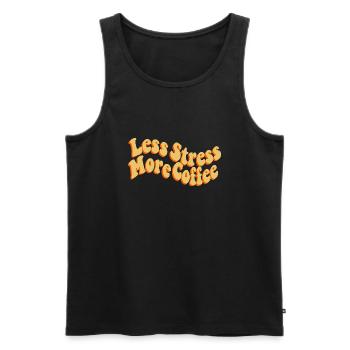 Less stress more coffee - Men's Premium Organic Tank Top - black - Front - AI Model Male 178 light (178cm)