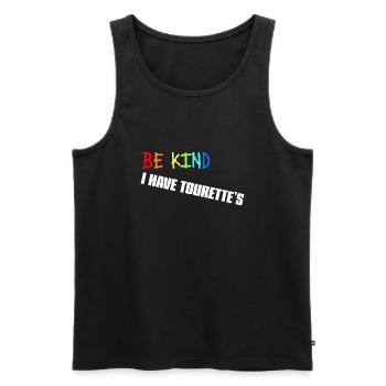 Be kind - I have tourette's (white) - Men's Premium Organic Tank Top - black - Front - AI Model Male 178 light (178cm)