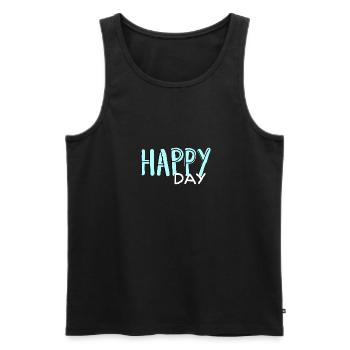 Happy Day 1 - Men's Premium Organic Tank Top - black - Front - AI Model Male 178 light (178cm)