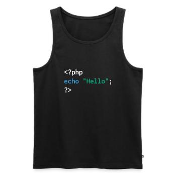 Développeur php web humour drôle - Débardeur bio Premium Homme - noir - Devant - AI Model Male 178 light (178cm)