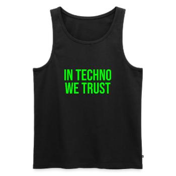 Auf Techno vertrauen wir - Männer Premium Bio Tank Top - Schwarz - Vorne - Michal (187cm)