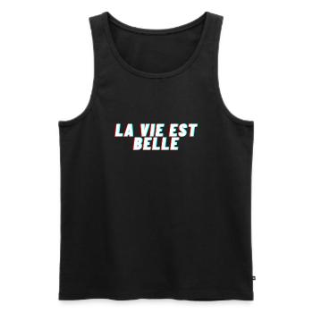 La vie est belle - Débardeur bio Premium Homme - noir - Devant - AI Model Male 178 light (178cm)