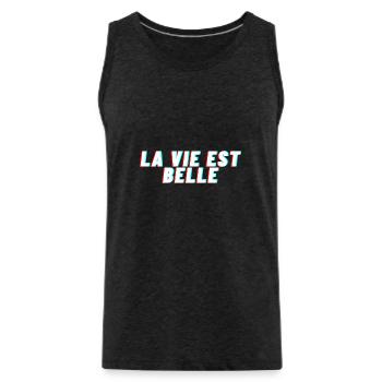 La vie est belle - Débardeur bio Premium Homme - charbon - Devant - Alexander (188cm)