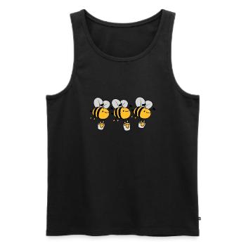3 abeilles mignonnes tiennent des seaux de miel dégoulinants - Débardeur bio Premium Homme - noir - Devant - AI Model Male 178 light (178cm)