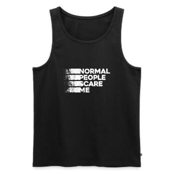 Normale Menschen machen mir Angst - Psych Design - Männer Premium Bio Tank Top - Schwarz - Vorne - AI Model Male 178 light (178cm)