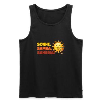 "Sonne, Samba, Sangria!" / Malle Design - Männer Premium Bio Tank Top - Schwarz - Vorne - Michal (187cm)