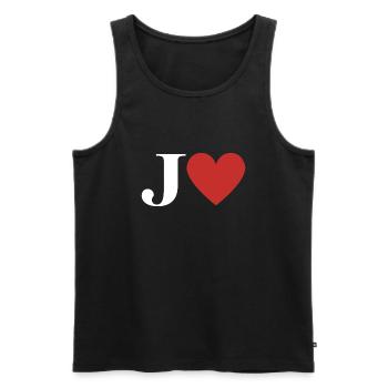 Buchstabe j rotes Herz - Männer Premium Bio Tank Top - Schwarz - Vorne - AI Model Male 178 light (178cm)