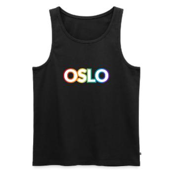 OSLO RAINBOW HAPPY PRIDE - Men's Premium Organic Tank Top - black - Front - Michal (187cm)
