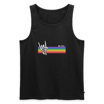 Sei du selbst, Rock Skull LGBTQ Stolz Verbündeter Gay Pride - Männer Premium Bio Tank Top - Schwarz - Vorne - AI Model Male 178 light (178cm)