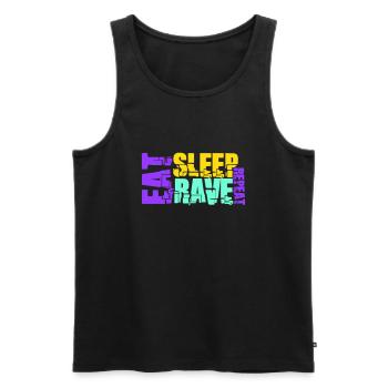 Manger dormir Rave répéter Logo Musique de fête Répéter - Débardeur bio Premium Homme - noir - Devant - AI Model Male 178 light (178cm)