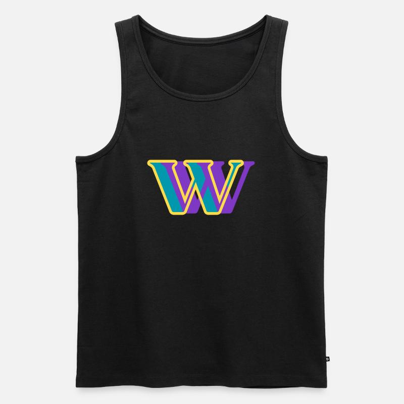 Mehrfarbiger Buchstabe w - Männer Premium Bio Tank Top - Schwarz