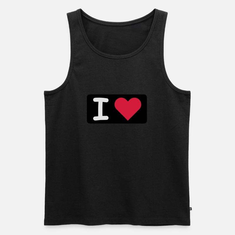 I LOVE - Männer Premium Bio Tank Top - Schwarz