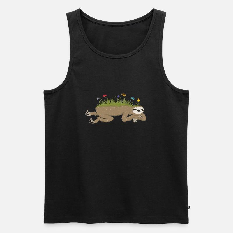 Faultierfrühling - Männer Premium Bio Tank Top - Schwarz