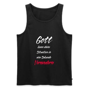 God changes your situation / Jesus / Christian - Men's Premium Organic Tank Top - black - Front - AI Model Male 178 light (178cm)