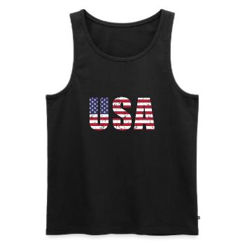 usa flag font vintage - Men's Premium Organic Tank Top - black - Front - Michal (187cm)