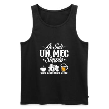 Je suis un mec simple cafe tracteur l'apéro - Débardeur bio Premium Homme - noir - Devant - Michal (187cm)