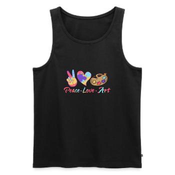 Peace Love Art Art Teacher Education - Männer Premium Bio Tank Top - Schwarz - Vorne - AI Model Male 178 light (178cm)