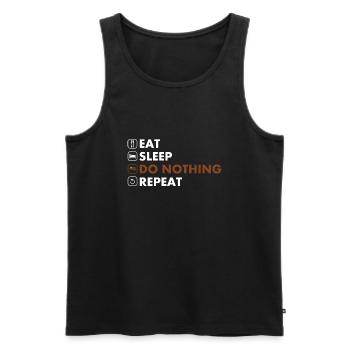 Faultier eat sleep do nothing repeat - Männer Premium Bio Tank Top - Schwarz - Vorne - Michal (187cm)
