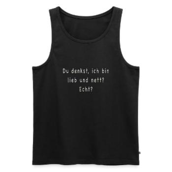 Lieb und nett - Männer Premium Bio Tank Top - Schwarz - Vorne - Michal (187cm)