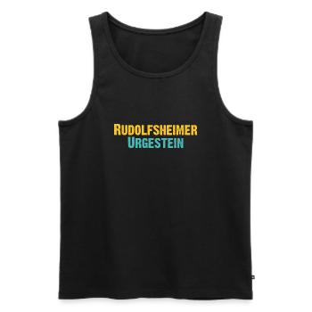 Rudolfsheimer Urgestein Wien Österreich Spruch - Männer Premium Bio Tank Top - Schwarz - Vorne - Michal (187cm)