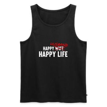 Happy Wife Husband Happy Life LGBTQ Turned Gay - Männer Premium Bio Tank Top - Schwarz - Vorne - Michal (187cm)