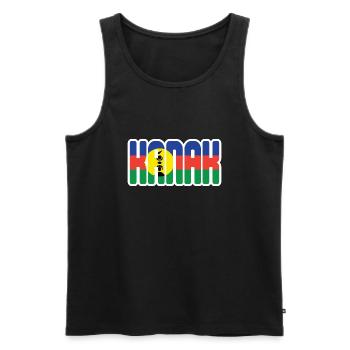 cadeau design kanak drapeau Nouvelle Calédonie - Débardeur bio Premium Homme - noir - Devant - AI Model Male 178 light (178cm)