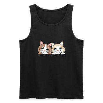 Two peeking funny cats - Men's Premium Organic Tank Top - black - Front - AI Model Male 178 light (178cm)