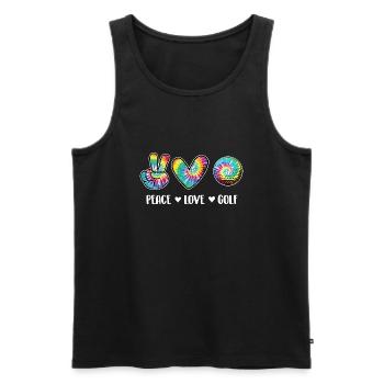 Peace Love Golf Design For Relaxed Golf Lovers - Men's Premium Organic Tank Top - black - Front - AI Model Male 178 light (178cm)
