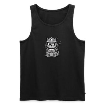 Katze Kater Samurai Japan Katana Schwert - Männer Premium Bio Tank Top - Schwarz - Vorne - AI Model Male 178 light (178cm)