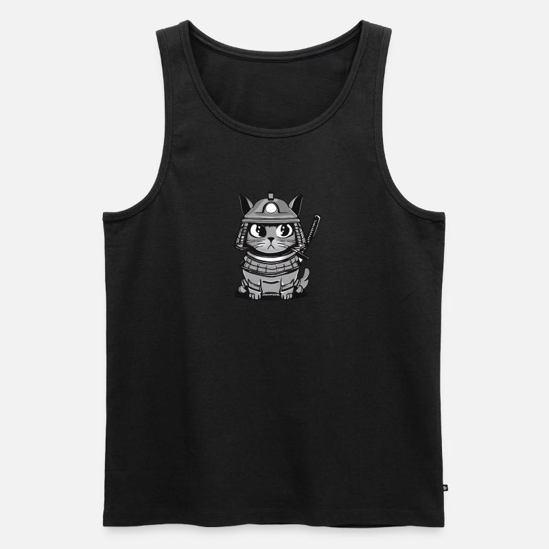 Cat Cat Samurai Japon Katana Épée - Débardeur bio Premium Homme - noir