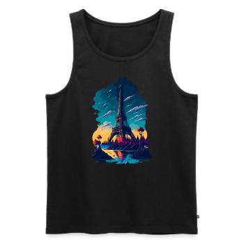 Abstrakter Turm von Paris - Männer Premium Bio Tank Top - Schwarz - Vorne - AI Model Male 178 light (178cm)