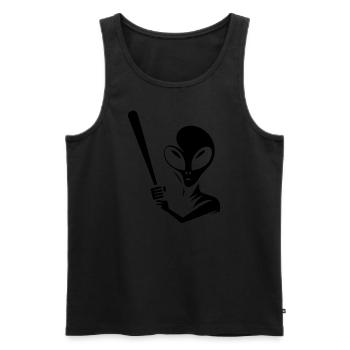 Alien Baseball Player Silhouette Minimalist - Men's Premium Organic Tank Top - black - Front - Michal (187cm)