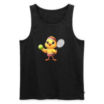 poulet poulet poussin tennis jeu de tennis bande dessinée - Débardeur bio Premium Homme - noir - Devant - Michal (187cm)