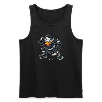 Cool dessin animé canard joueur de hockey sur glace terrain de glace - Débardeur bio Premium Homme - noir - Devant - Michal (187cm)