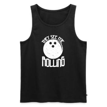 Bowling Skittles Bowler Saying Funny - Men's Premium Organic Tank Top - black - Front - Michal (187cm)